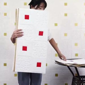 TERMURAH !! (PAKET 10 LEMBAR) WALLPAPER 3D BRICK FOAM BATIK (TEBAL 5 MM) (SUN FLOWER) + STICKER WARNA 70 X 70 CM WALLPAPER FOAM BATIK WARNA