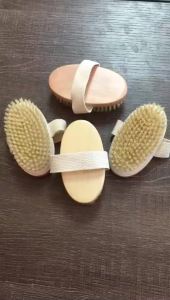 Natural Bristles Back Scrubber Shower Brush with Detachable Long Wooden Handle Dry Skin Exfoliating Body Massage Bath Brushes
