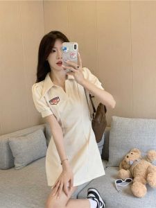 plus Size American Style Polo Collar Dress Slimming A-Line Skirt High Waist Design Summer New Arrival Womens Fashion Dress