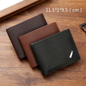 Thin Mens Wallet Horizontal Short Bifold Large Capacity Card Holder Slim Minimalist Business Wallet for Men Youth Fashion