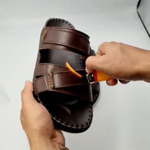 Dép quai ngang nam da bò cao cấp 02 lớp da mềm mại donavydela kiểu 02 quai kép may Handmade quai và đế rất chắc chắn D.DELA