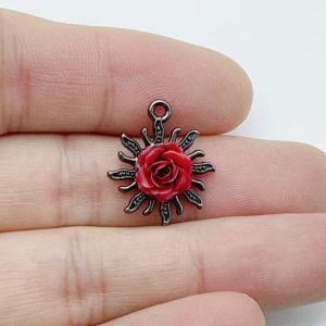 10 Chiếc Mặt Dây Chuyền Hợp Kim Hình Chữ Thập Kim Cương Đỏ Gothic Tối Màu Hoa Hồng Mặt Trăng Dùng Làm Phụ Kiện Tự Làm Vòng Tay Vòng Cổ Phụ Kiện Dự Tiệc