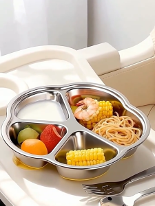 Childrens Stainless Steel Baby Divided Plate with Suction Cup 304 Tableware Compartment plate dinner plate