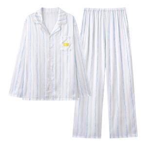 MiiOW | Mens Ice Silk Sleepwear Long Sleeve Pants Loungewear Set Luxury Cool Feeling Outerwear Suitable For Autumn And Winter