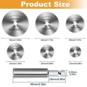 HSS Circular Saw Blade Set 1/4 Inch Hex Shank Multi-Function Cutting Disc for Rotary Tool Metal Wood Plastic