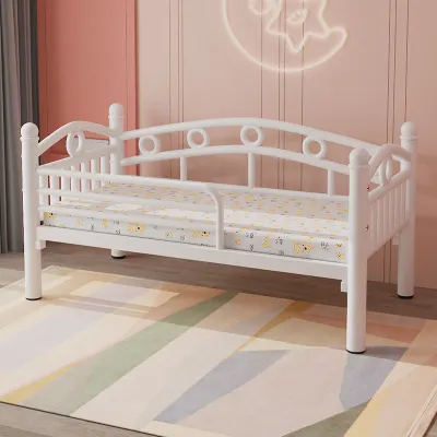 Childrens Bed Iron Art Twin Size Guardrail Wide Single Bed Boys Girls Bedroom Furniture Movable Bed Frame Modern Simple