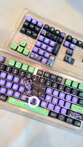 FANTASY E LIFE High Quality Evangelion EVA 01 KeycapsSet 122 Keys Transparent PBT MSA Profile RGB Shine Through Mechanical Keyboard Anime Design Keycaps Only