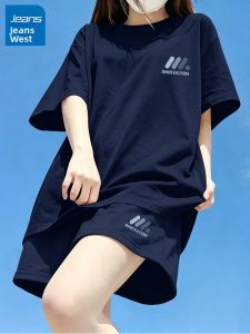 Jeanswest | Bộ Quần Áo Ngắn Tay và Quần Short Cho Phụ Nữ Phong Cách Hàn Quốc Mát Mẻ Nhẹ Nhàng Mới cho Mùa Hè