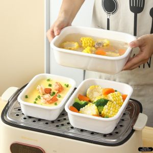 TEKANAI | Ceramic Microwave Plate Long Rectangle Steaming and Baking Dish