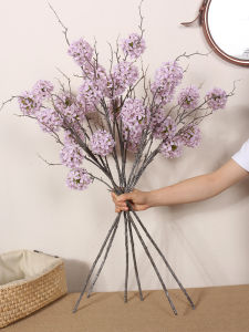 Bông Hoa Gỗ Màu Tím Dài Nhánh Không Lá Giả Cao Cấp Bông Hoa Phô Mai Trang Trí Cửa Sổ Mẫu Phòng Trưng Bày Hoa Trang Trí Nhà