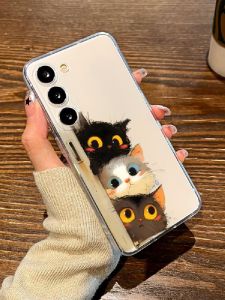 Transparent Cute Cartoon Samsung S24 S25 Ultra Soft Shell Case Mens Womens Autumn Winter Note20 New Model S21FE Protection
