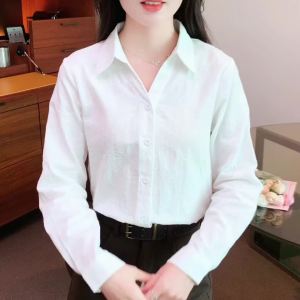 AMMIN Korean Style Elegant Graceful Jacquard Fabric V-neck Long Sleeve Shirt Womens 2024 Autumn Single Breasted Lapel Commuter Blouse