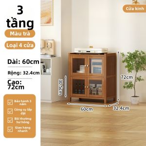 YIPINYUANZHU | Tủ Lưu Trữ Bếp Treo Tường Đa Lớp Có Cửa Dành Cho Lò Vi sóng