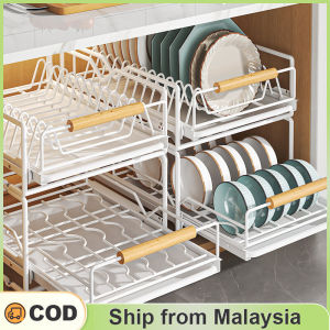 Dish Rack Dish Drying Drainer Kitchen Cabinet Pull Out Rack Plate Organizer Storage Shelf Dish Dryer Rak Pinggan Mangkuk 碗碟架