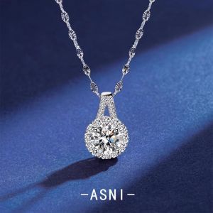 Ultra-Shiny Moissanite 18K Gold Pendant Necklace Pure Silver Dainty Clavicle Chain Birthday Gift for Lovers ASNI Original Design