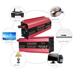 Biến Tần Sóng Sin Thuần Túy Máy Phát Điện Di Động Bộ Chuyển Đổi 1000W 1600W 2000W 2200W DC 12V/24V Sang AC 110V/220V Biến Tần Năng Lượng Mặt Trời Dùng Ngoài Trời