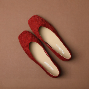 MIOLLIBARN | Red Suede Flat French Style Soft Sole Shoes