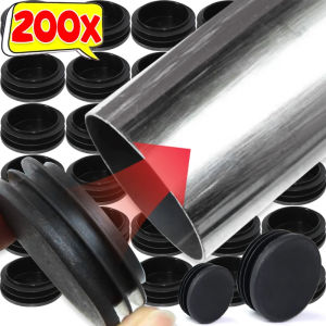 Dizoey 200Pcs Furniture Table Foot Tip Chairs Legs Pad Floor Protector Cover Black Round Screw Caps Pipe Tube Hole End Cap Supplies