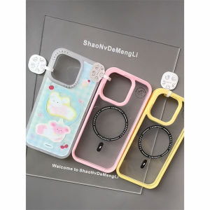 Magnetic Absorption Phone Case for Apple 16ProMax Cherry Polka Dot Design Girls Dream Brand Protection Cover Compatible with iPhone 15