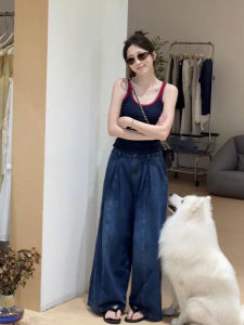 YUEZHONGWEI | Áo ba lỗ không tay ngắn ôm vừa vặn mùa hè cho nữ Áo khoác ngoài cổ chữ U màu tương phản Thiết kế hở lưng Áo thun thường ngày