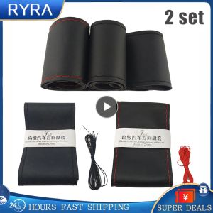36cm/40CM Soft Steering Wheel Cover Universal Leather Braid Handle Cover With Needle And Thread Interior Car-styling Accessories