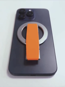 Magnetic Mobile Phone Ring Grip and Stand Phone Grip Holder Kickstand with Silicone Finger Strap Mag Safe Accessories for iPhone Android Phones Phone Accessories with Adhesive Metal Ring