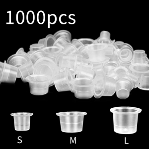 1000PCS TRO Tattoo Ink Cups Plastic Disposable Pigment Clear Holder Container Cap Permanent Makeup Tattoo Accessory