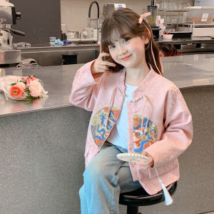 Girls Chinese Style Fashionable Autumn Jacket Childrens Spring New Clothes Little Fragrance Wind Top Large Childrens Clothing