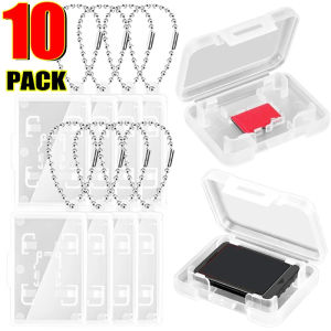 10Pcs Portable Pocket Game Card Box with Keychain for Nintend Switch Series SD Card Storage Display Box Holder Storage Case