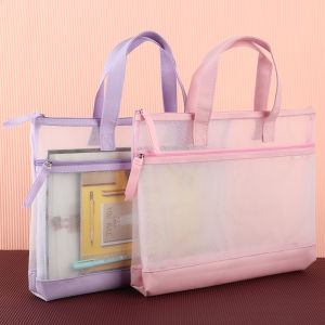 Mesh File Bag Student Tuition Bag Art Bag Maternity Examination Material Storage Bag Horizontal Hand Bag Portable Bag A4
