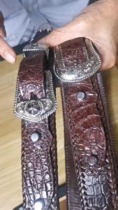 เข็มขัดหนังจระเข้ สายหนังจระเข้ถักขอบตลอดเส้น