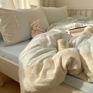 French Style Fresh Pleated Lace Bedding Set Dormitory Single Bed Three-Piece Sheet Set Student Bedding Quartet with Duvet Cover