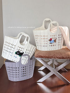 Portable Foldable Laundry Hamper Bathroom Dirty Clothes Storage Basket Handheld Laundry Basket Household Storage Basket