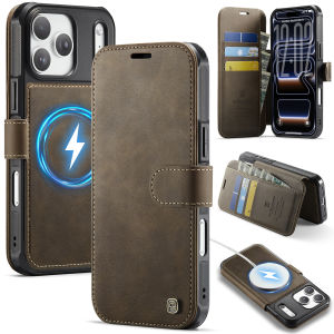 szhaiyu | For Magsafe Card Slot Holder Flip Cover For iPhone 17 Pro Max Air 17e 16e 15 14 Plus 13 12 Magnetic PU Leather Wallet Phone Case