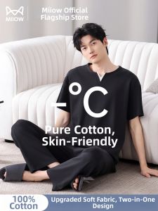 MiiOW | Cotton Thin Sleeved Spring/Autumn Mens Pajamas Set