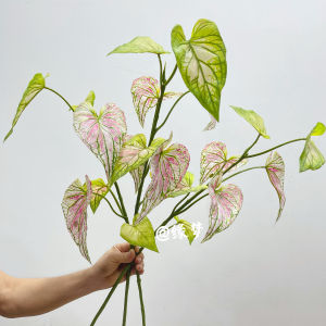 Modern Nordic Style Artificial Plant Wall Flower Pot Red Palm Leaf Purple Perilla 3D Simulation Flower Home Decoration