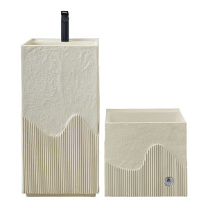 QINYO | Creamy Artistic All-in-One Floor Standing Wash Basin
