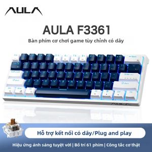 AULA | Bàn Phím Cơ Có Dây F3361 61 Phím Có Đèn Nền RGB Với Bộ Phím PBT Có Thể Thay Thế Nóng Bàn Phím Chơi Game Nhỏ Gọn Cho PC/Laptop - Bố Cục Kiểu Anh