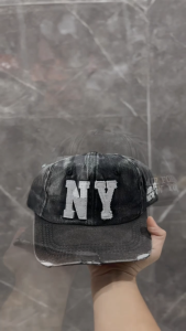 Topi Baseball Distro Model Wash Denim Motif NY Emblem Terbaru Fashion Pria Wanita COD