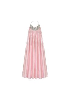 Pink Off-Shoulder Beaded Dress for Holiday Wedding Dresses Lightweight Polyester Spring Summer Autumn High Waist A-Line Skirt