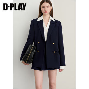 D-PLAY | Áo Khoác Nữ Đồ Công Sở Màu Xanh Đậm Thời Trang