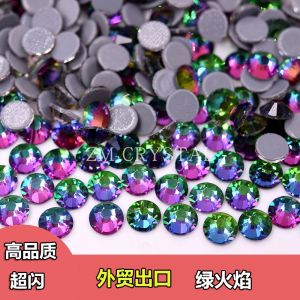 Green Flame Imitation Austrian Diamond Flat Bottom Nail Art Glass Drill DIY Stick on Rhinestones Beauty Tools for Women