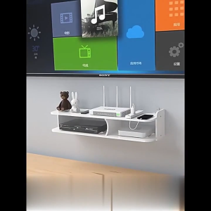 Wall mounted TV set-top box holder and router storage wifi wall shelf