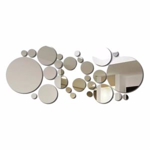 26pcs Round Acrylic Mirror Stickers - Self-Adhesive Removable Bathroom/Kitchen Wall Decor Shatterproof Tile Art for Ceramic