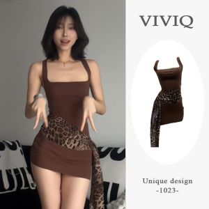 Độc Đáo Châu Âu Và Mỹ Gợi Cảm Dây Đeo Vai Đầm Nữ Mùa Hè Mới Nhỏ Crowd Da Báo In Hình Hoa Báo Thon Gọn Váy Ngắn Quấn Quanh