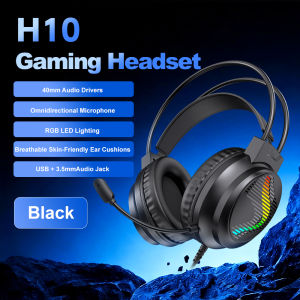 APAYADO | H10 Over-Ear Wired Gaming Headphones APAYADO Omnidirectional Mic and Suspension Headband for All-Day Comfort