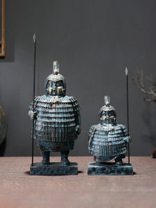 สไตล์จีนใหม่ Home Office สิ่งประดิษฐ์โบราณ Terracotta Warriors ชั้นวางของตกแต่งห้องนั่งเล่นชั้นวางหนังสือเครื่องประดับ
