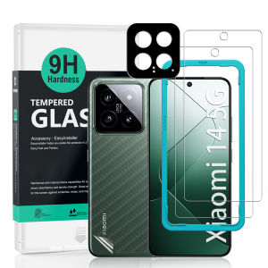 Ibywind For Xiaomi 14 5G Screen Protector with 2 Pcs Tempered Glass1 Pc Camera Lens Protector1 Pc Backing Carbon Fiber Film [Fingerprint ReaderEasy to install] No Ratings
