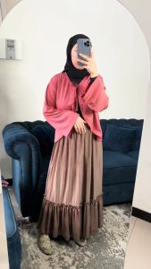 Haseena Cardigan Tali Ayza Lengan Panjang Outer Cardy Top Knitwear Atasan Luaran Pita Wanita Kardigan Cardi Kekinian