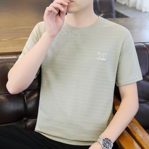 HENGYUANXIANG | Hengyuanxiang Mens Short Sleeve T-Shirt Summer Thin Loose Casual Breathable Lightweight Dad Base Shirt Cotton Polyester Blend